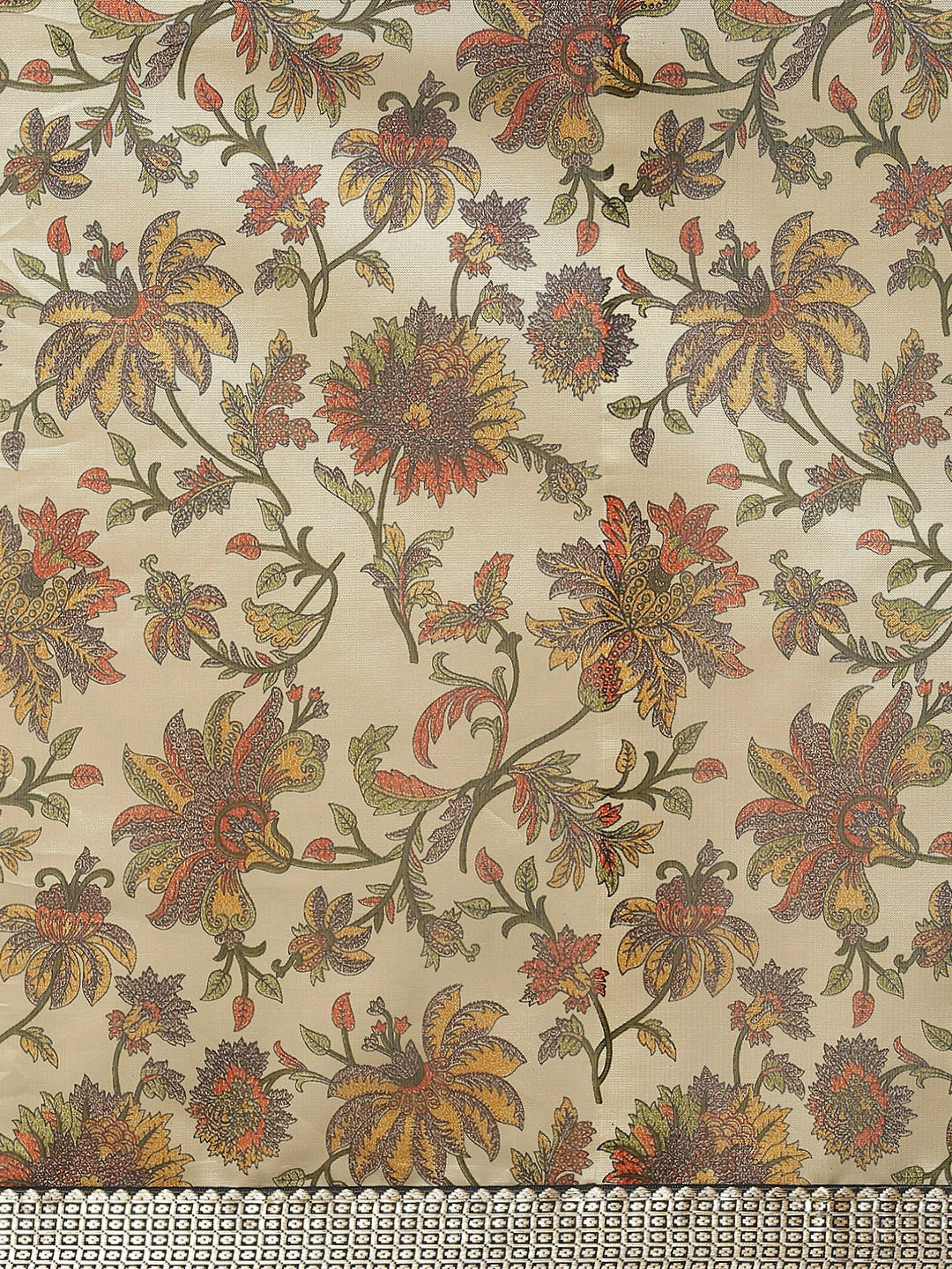 Mughal Floral Printed Bhagalpuri Silk Blend Saree & Oxidised Border