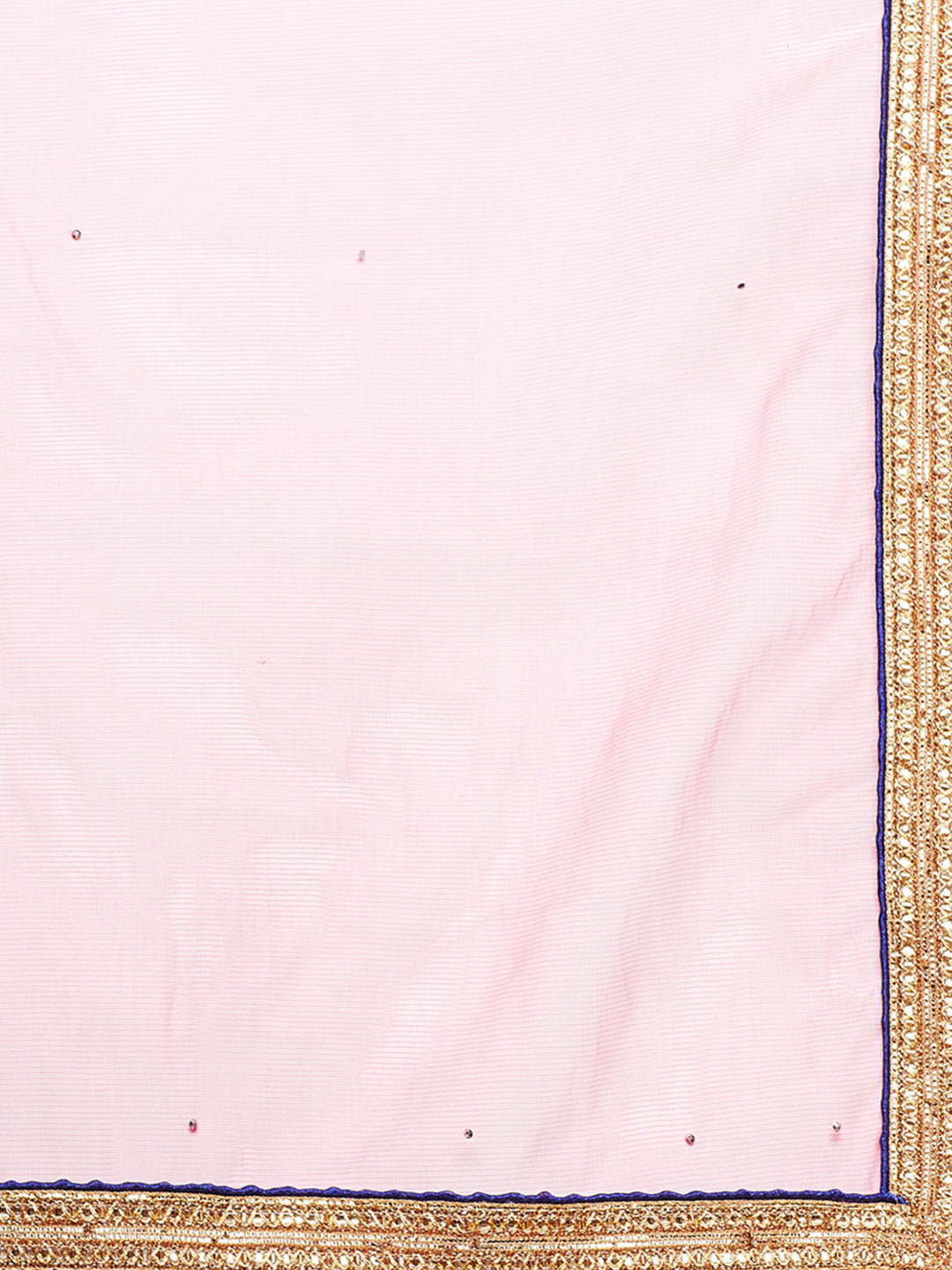 Blue & Pink Net Semi-Stitched Lehenga Choli with Zari Embroidery