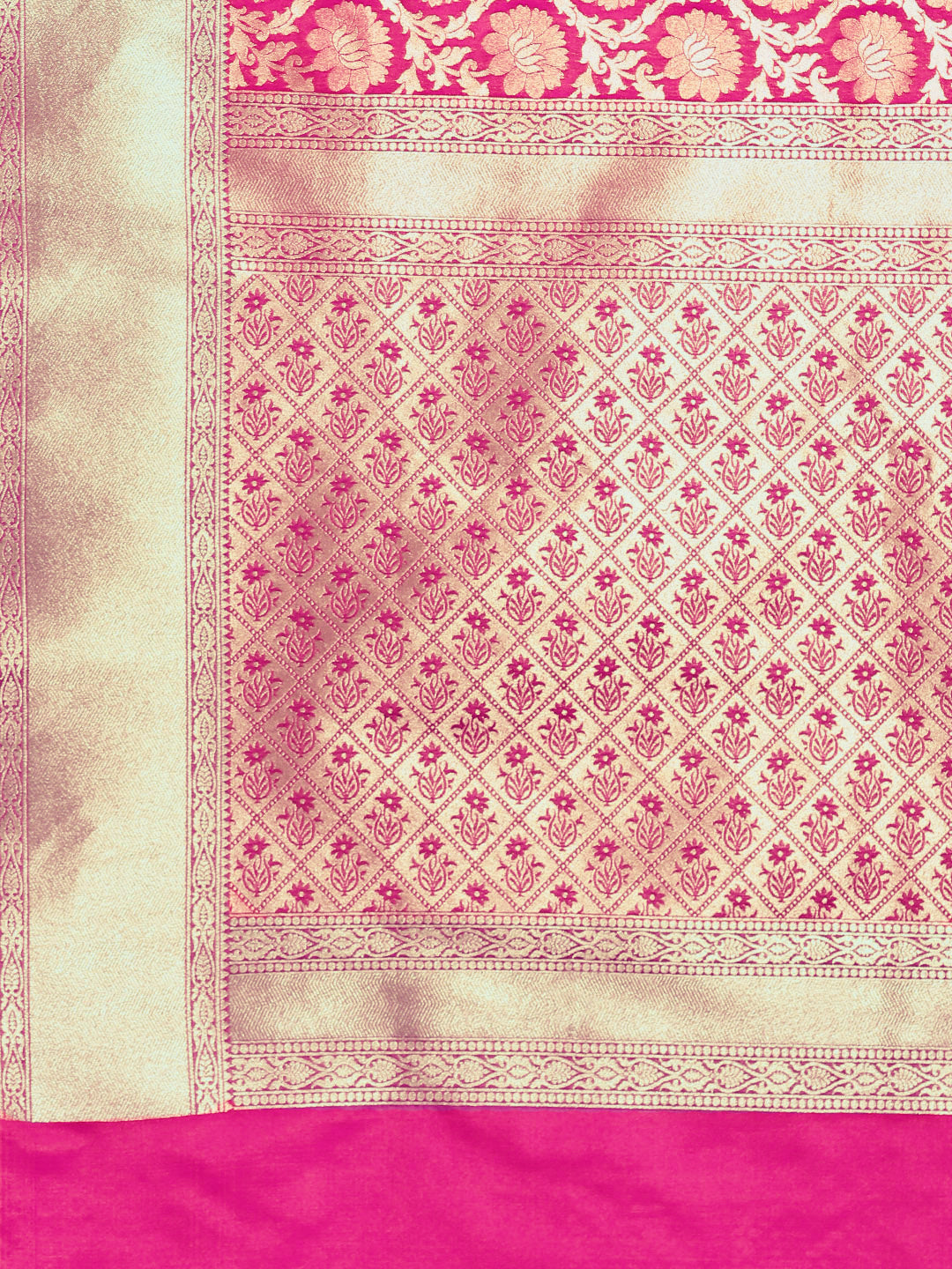 Kanjiwaram saree with intricate zari weaving in a floral pattern