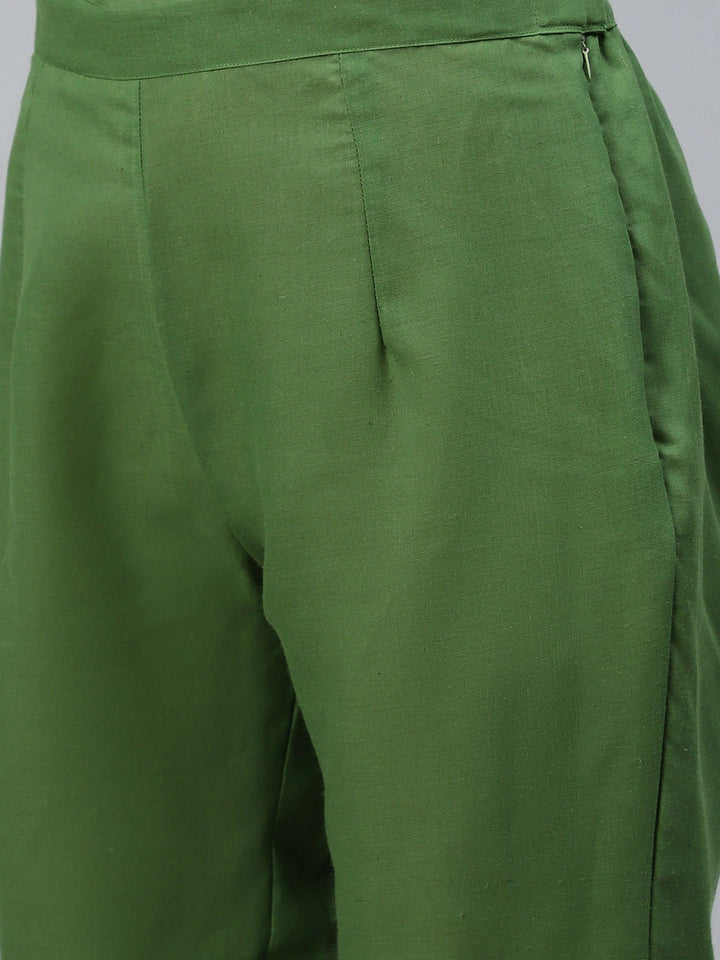 Ikat Inspired Cotton Stitched Kurta Pants Set With Chiffon Gotta Patti Dupatta