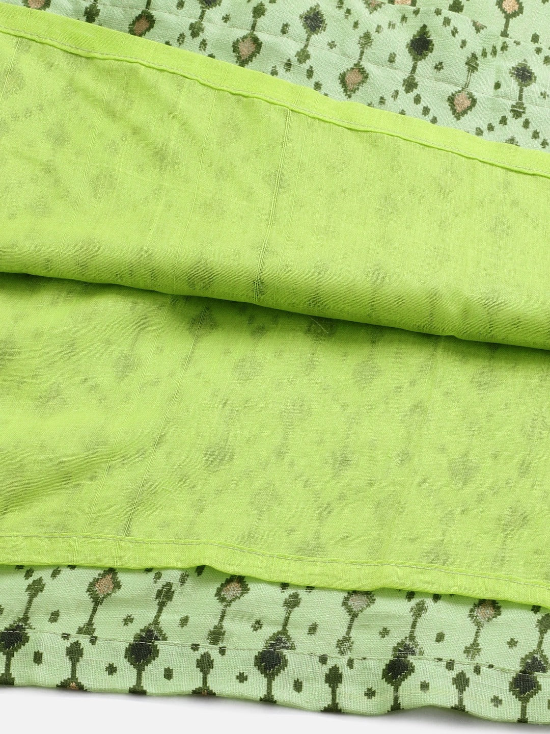 Ikat Inspired Cotton Stitched Kurta Pants Set With Chiffon Gotta Patti Dupatta
