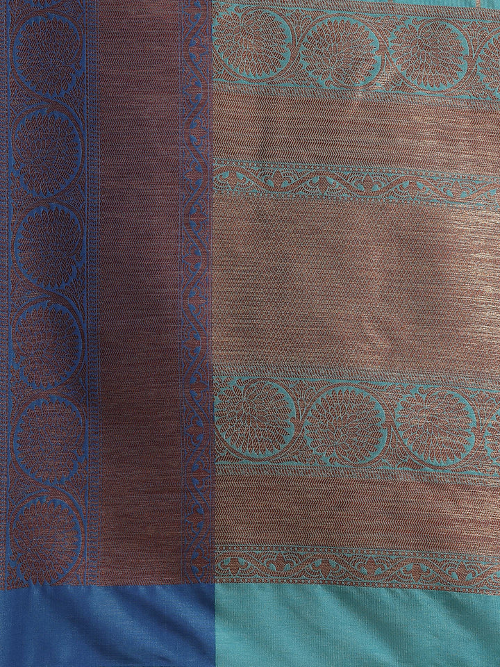 Traditional Checked Banarasi Jute Silk Saree with Oxidised Zari and contrast border
