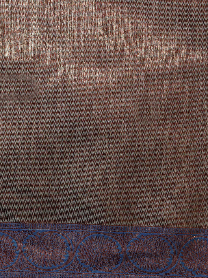 Traditional Checked Banarasi Jute Silk Saree with Oxidised Zari and contrast border