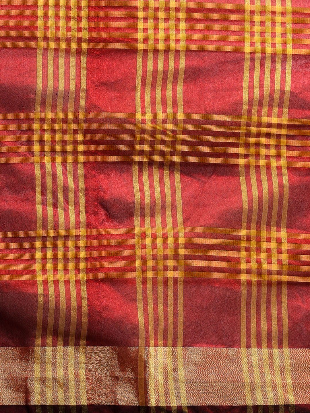 Banarasi Chanderi Silk Saree with Checked Gharchola Weaving