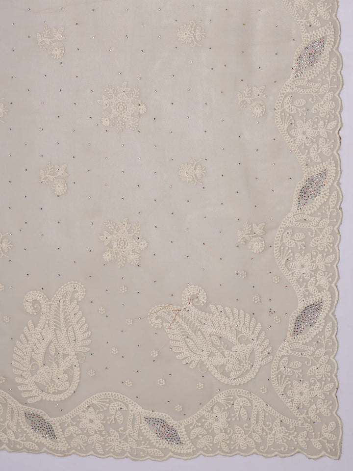 Pastel Resham Thread Embroidered & Crystal Embellished Saree