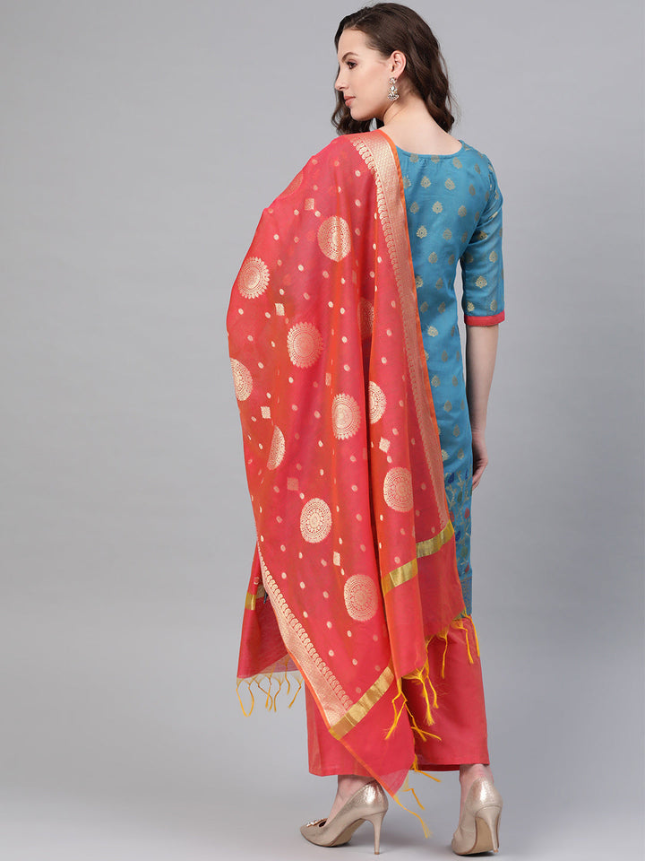 Banarasi Handloom Dress Material with Zari Resham Weaving