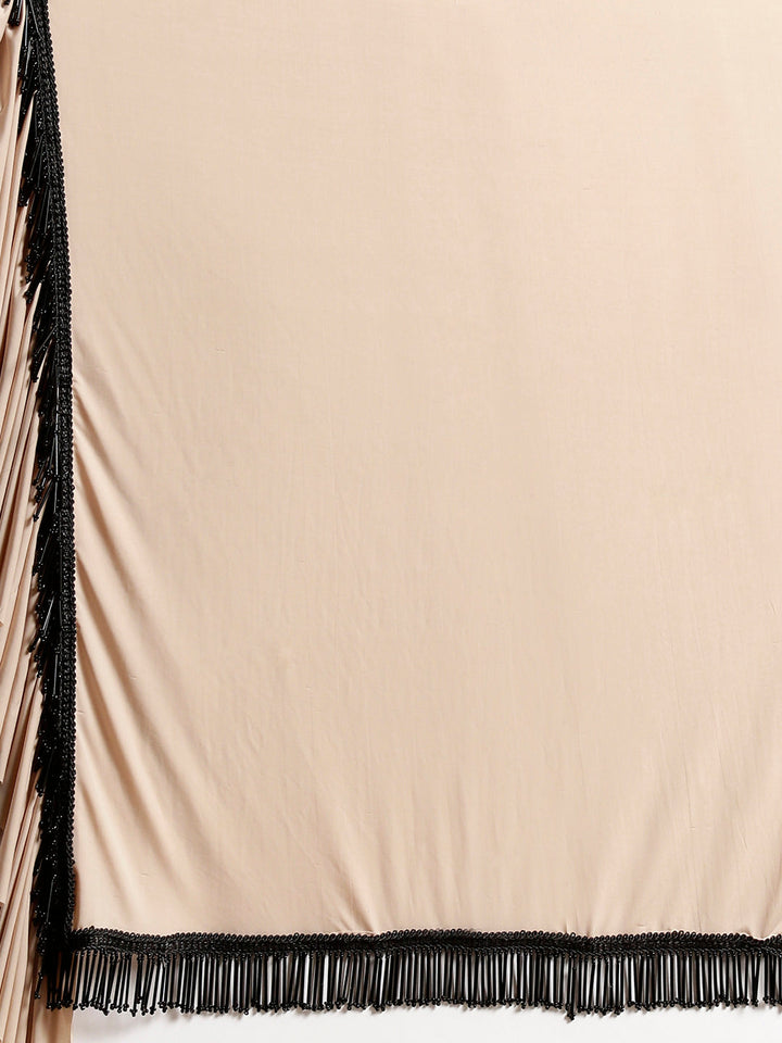 Draped Ruffled Pre-stitched Saree with Tassled Sequin Embellished Blouse