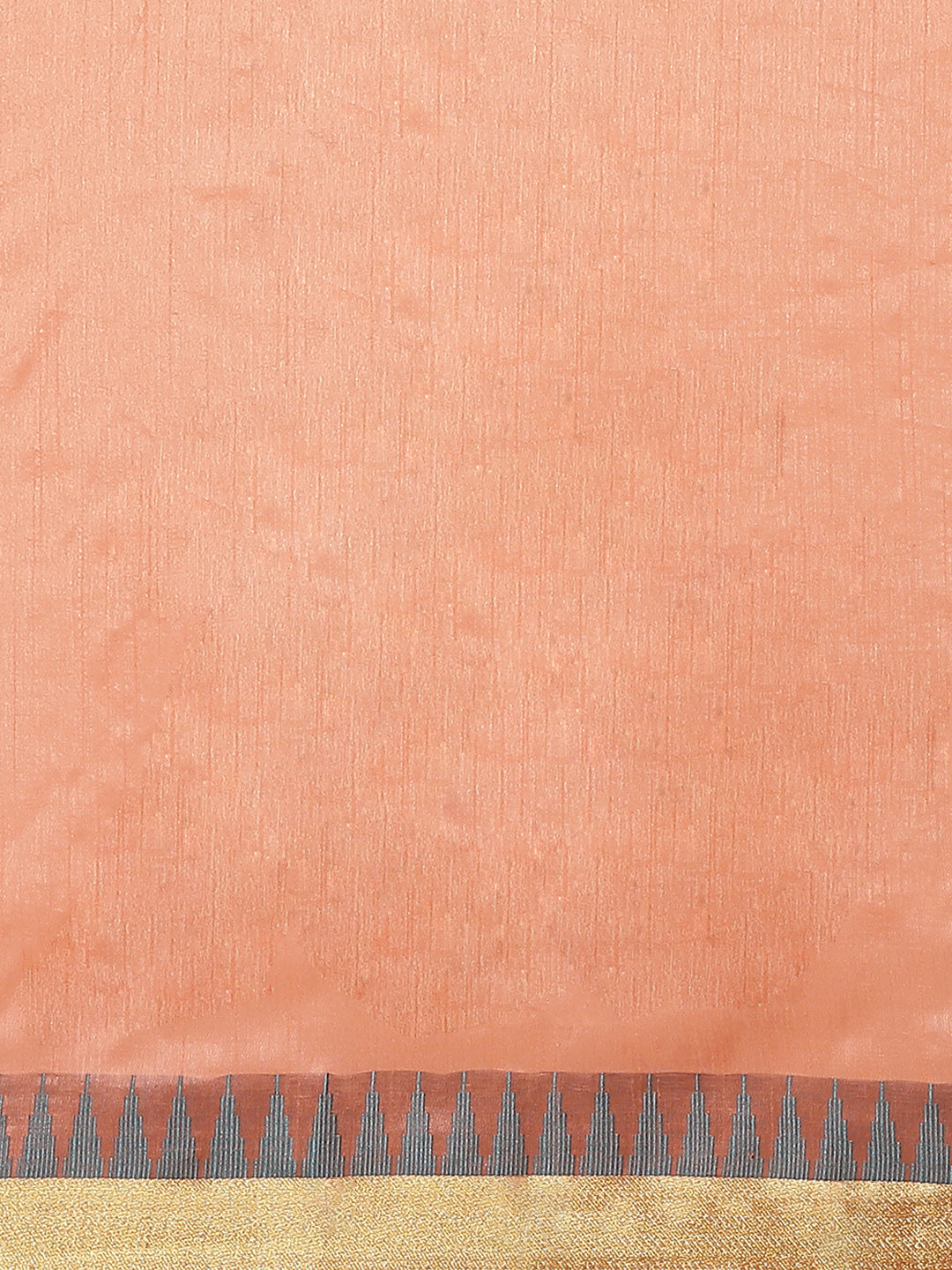 Peach Narayan Peth Handloom Chanderi Saree with Temple Gold Zari & Resham Weaving