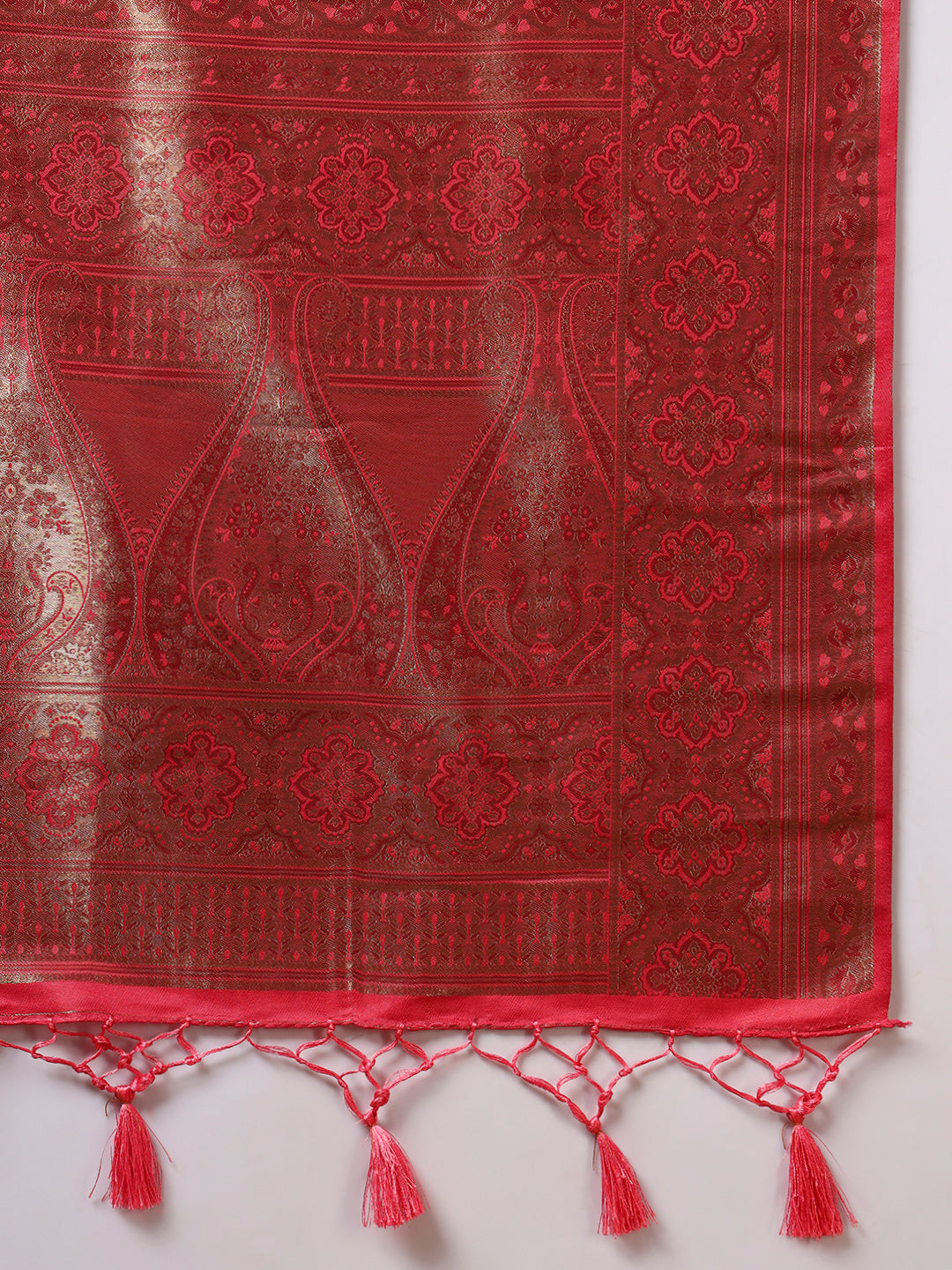 Traditional Bridal Banarasi Handloom Silk Saree with Ethnic Zari Paisley Weaving