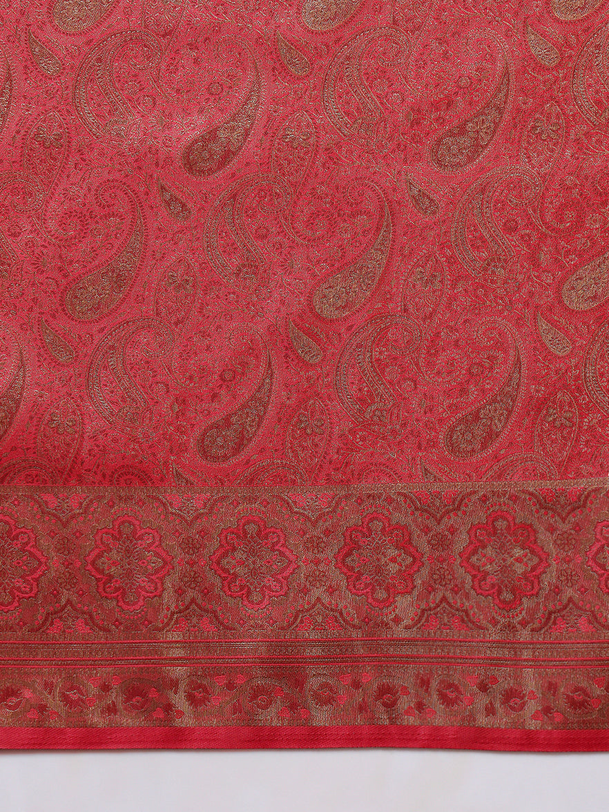Traditional Bridal Banarasi Handloom Silk Saree with Ethnic Zari Paisley Weaving
