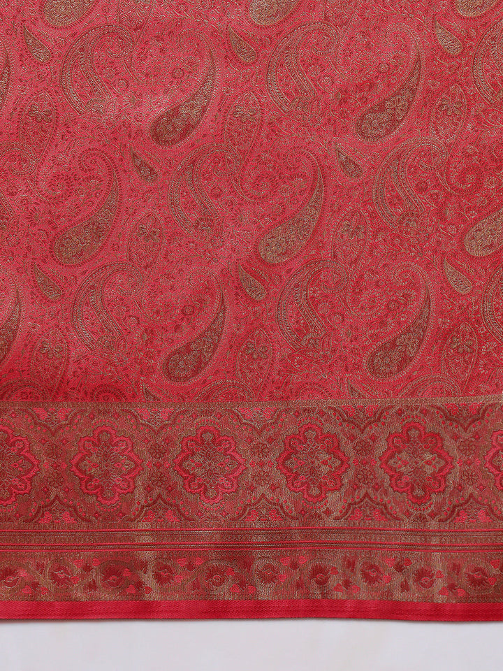Traditional Bridal Banarasi Handloom Silk Saree with Ethnic Zari Paisley Weaving