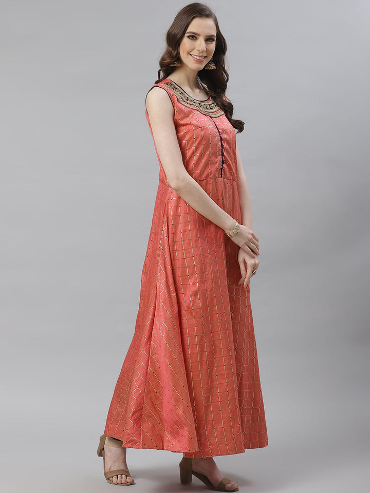 Made to Measure Pastel Woven Embroidered Anarkali Set with Contrast Banarasi Dupatta