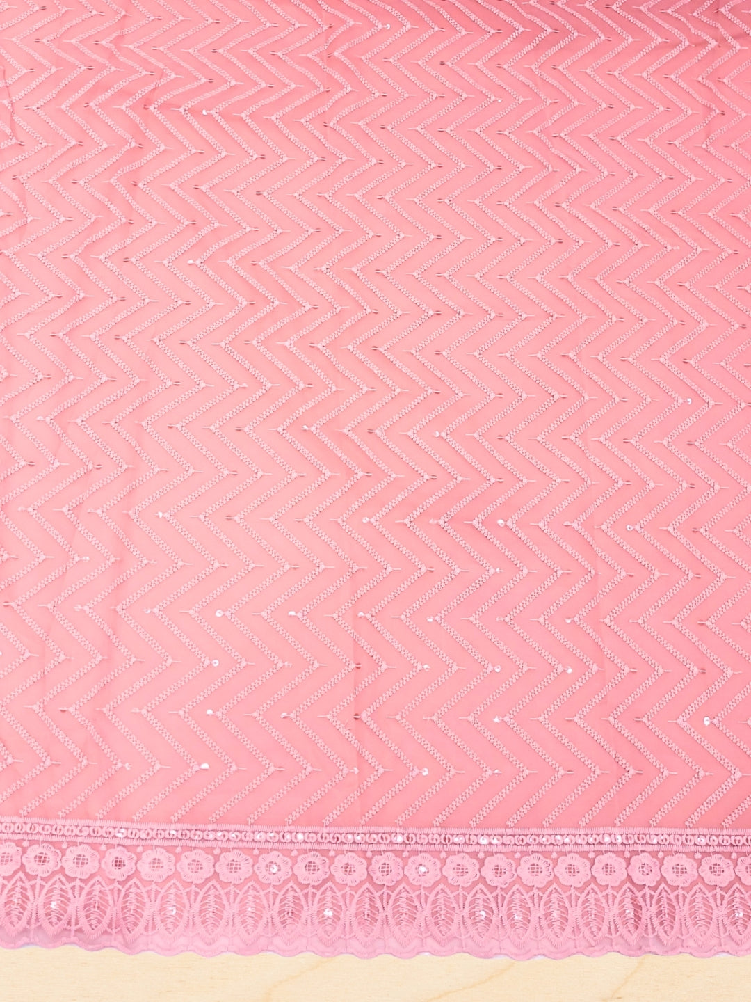 Chikankari Schiffli Dress Material with Mirror, Cut-Dana Embroidery & Scalloped Lace
