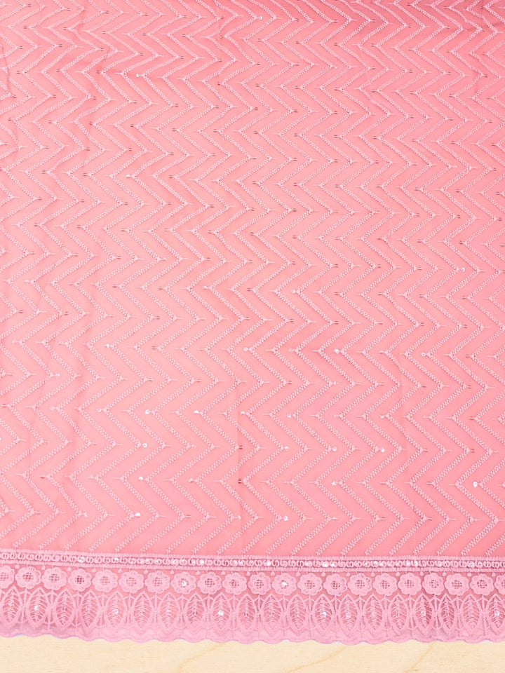 Chikankari Schiffli Dress Material with Mirror, Cut-Dana Embroidery & Scalloped Lace