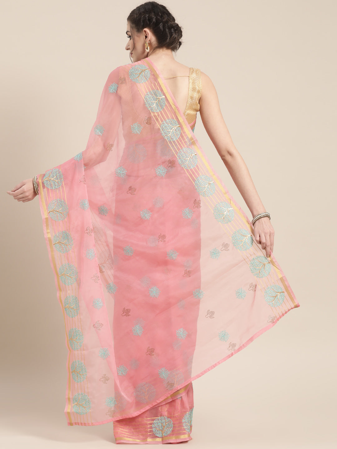 Embellished Organza Saree with Resham Embroidery