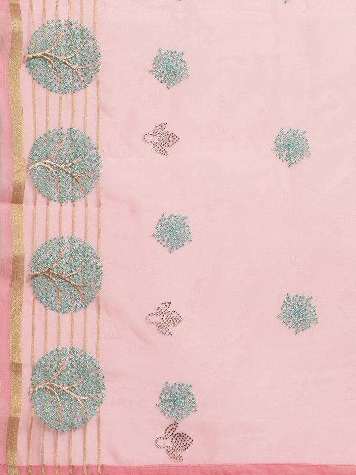 Embellished Organza Saree with Resham Embroidery