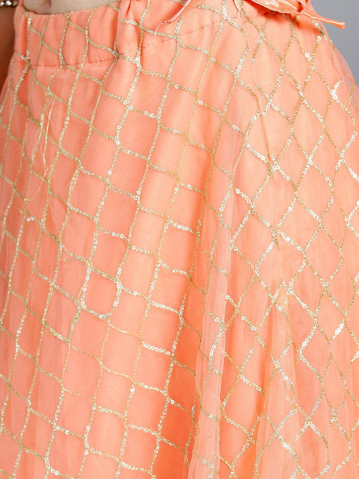 Layered Sequinned Lehenga with Tassles Embroidered Blouse