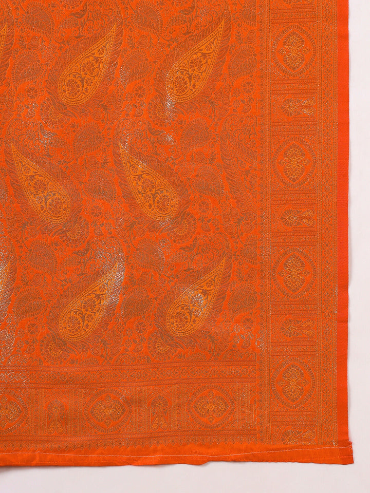Banarasi Intricate Zari Ethnic Motifs Hand Woven Traditional Handloom Satin Silk Saree