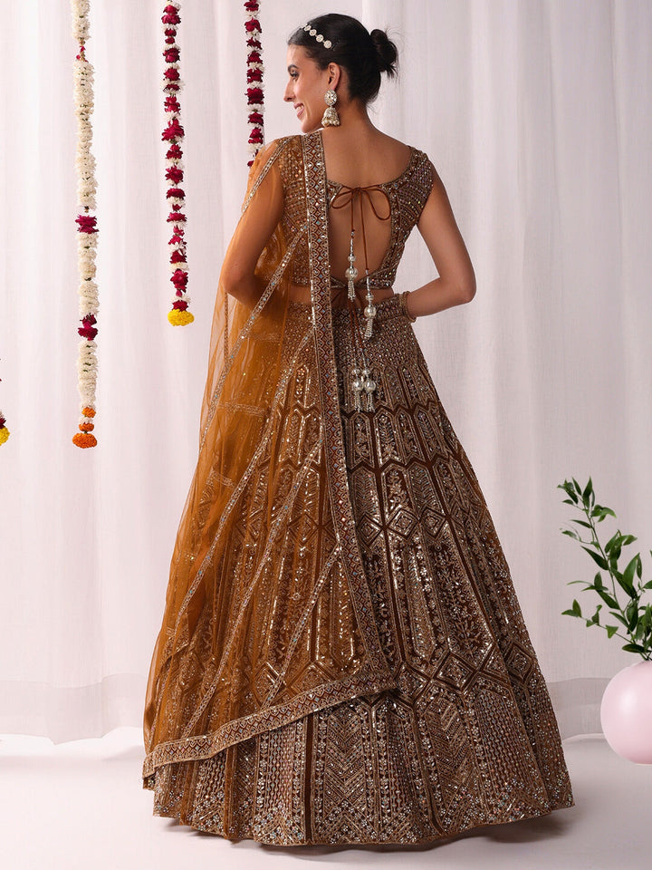 Chhabra 555 Sequin Zari Embroidered Lehenga Set with Stylized Cut-work Choli & Embellished Dupatta