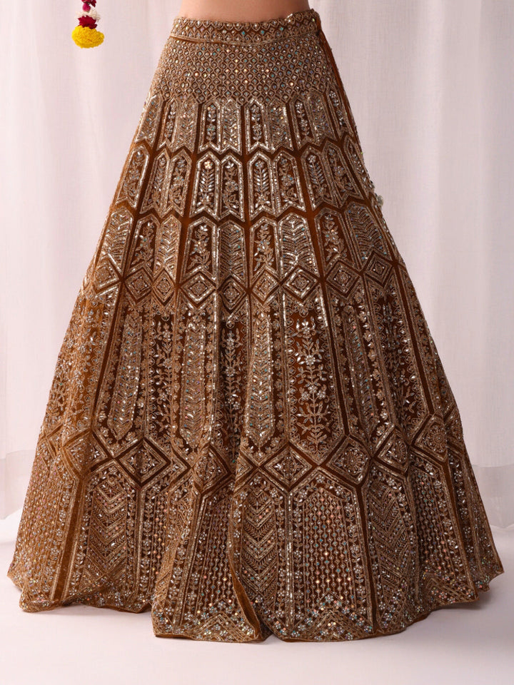 Chhabra 555 Sequin Zari Embroidered Lehenga Set with Stylized Cut-work Choli & Embellished Dupatta