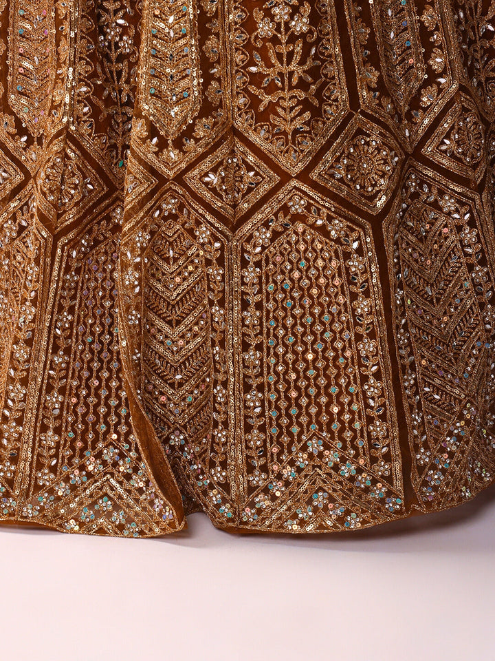 Chhabra 555 Sequin Zari Embroidered Lehenga Set with Stylized Cut-work Choli & Embellished Dupatta
