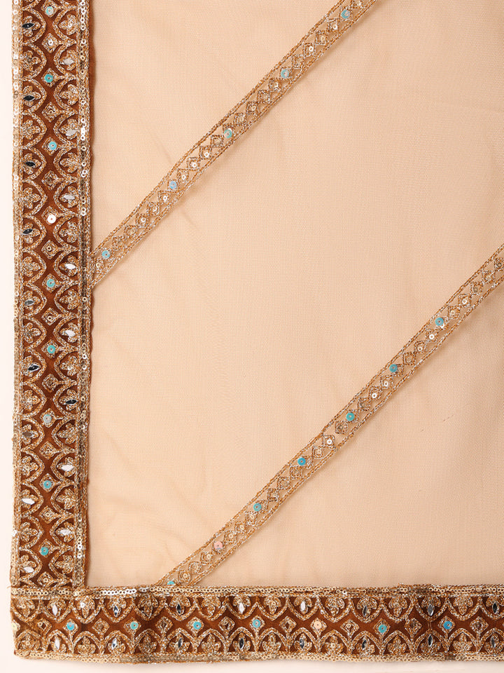 Chhabra 555 Sequin Zari Embroidered Lehenga Set with Stylized Cut-work Choli & Embellished Dupatta