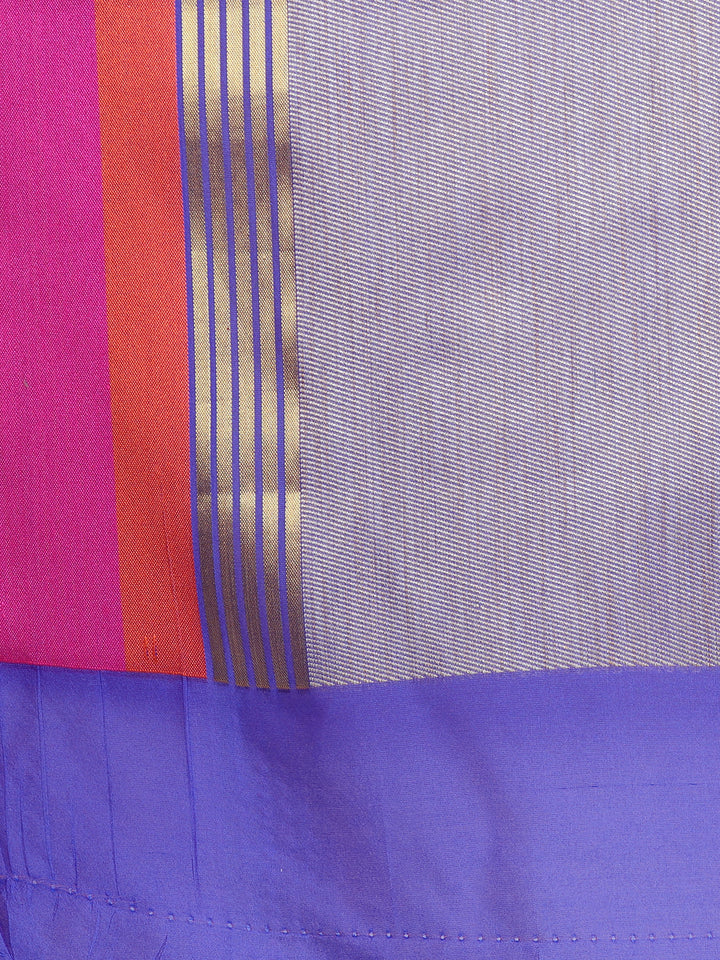 Banarasi Silk Saree with Abstract Weaving and Multicolor Stripes