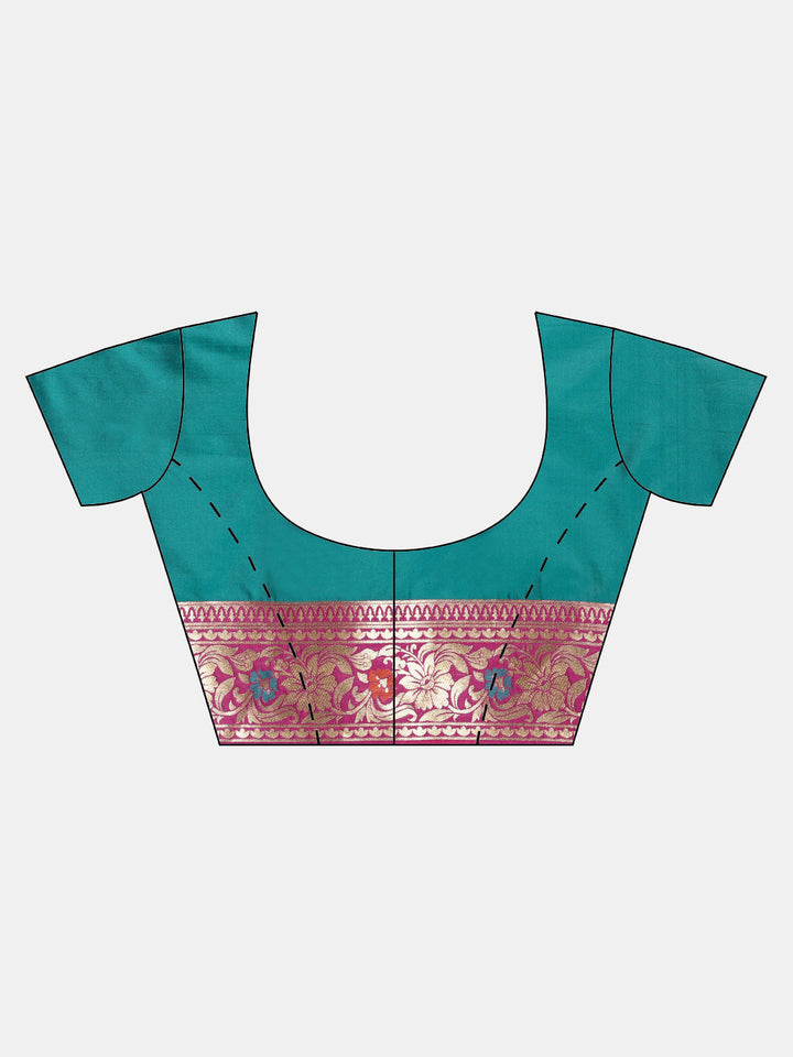 Banarasi Handloom Silk Saree with Floral Meenakari and Jhalar