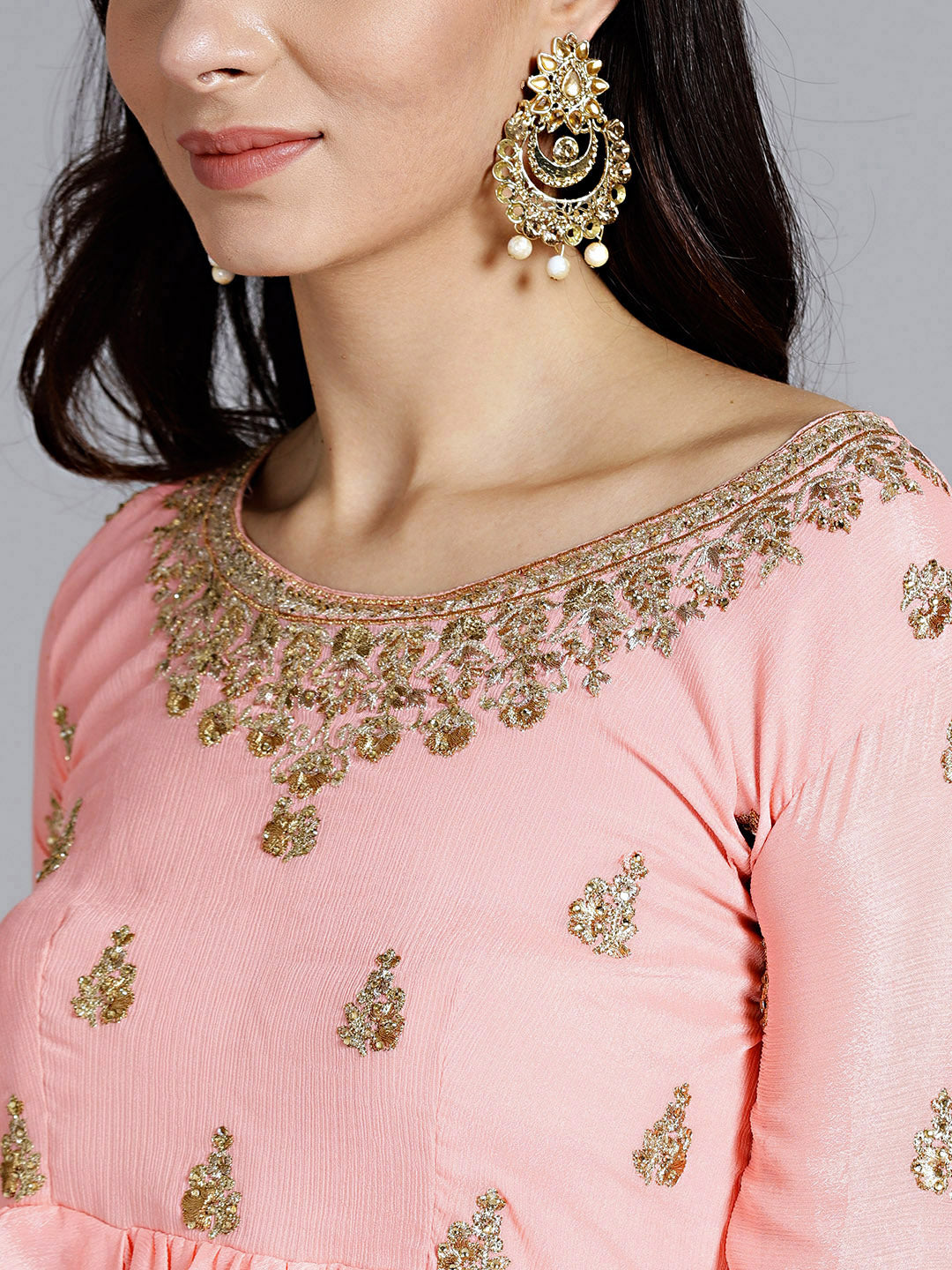 Peplum Style Kurta with Embroidered Sharara