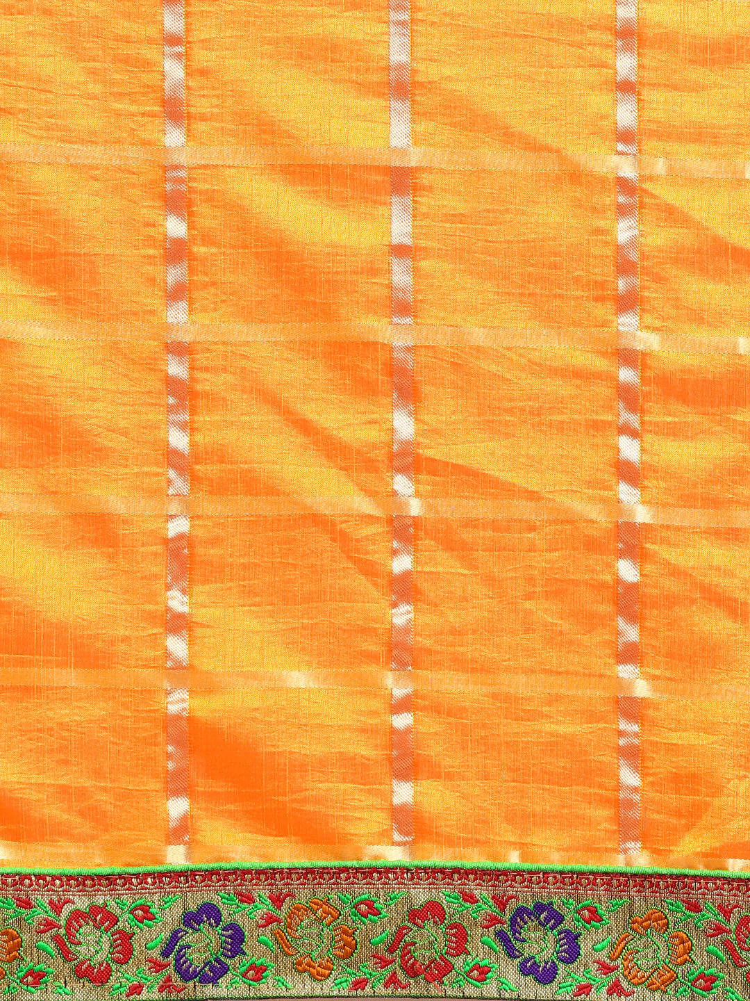 Patola Silk Checked Saree with Meenakari Zari Woven Border