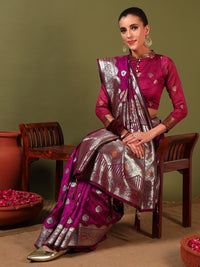 Chhabra 555 Ethnic Handloom Banarasi Brocade Silk Saree with Gold Zari Meenakari Paisley Weaving