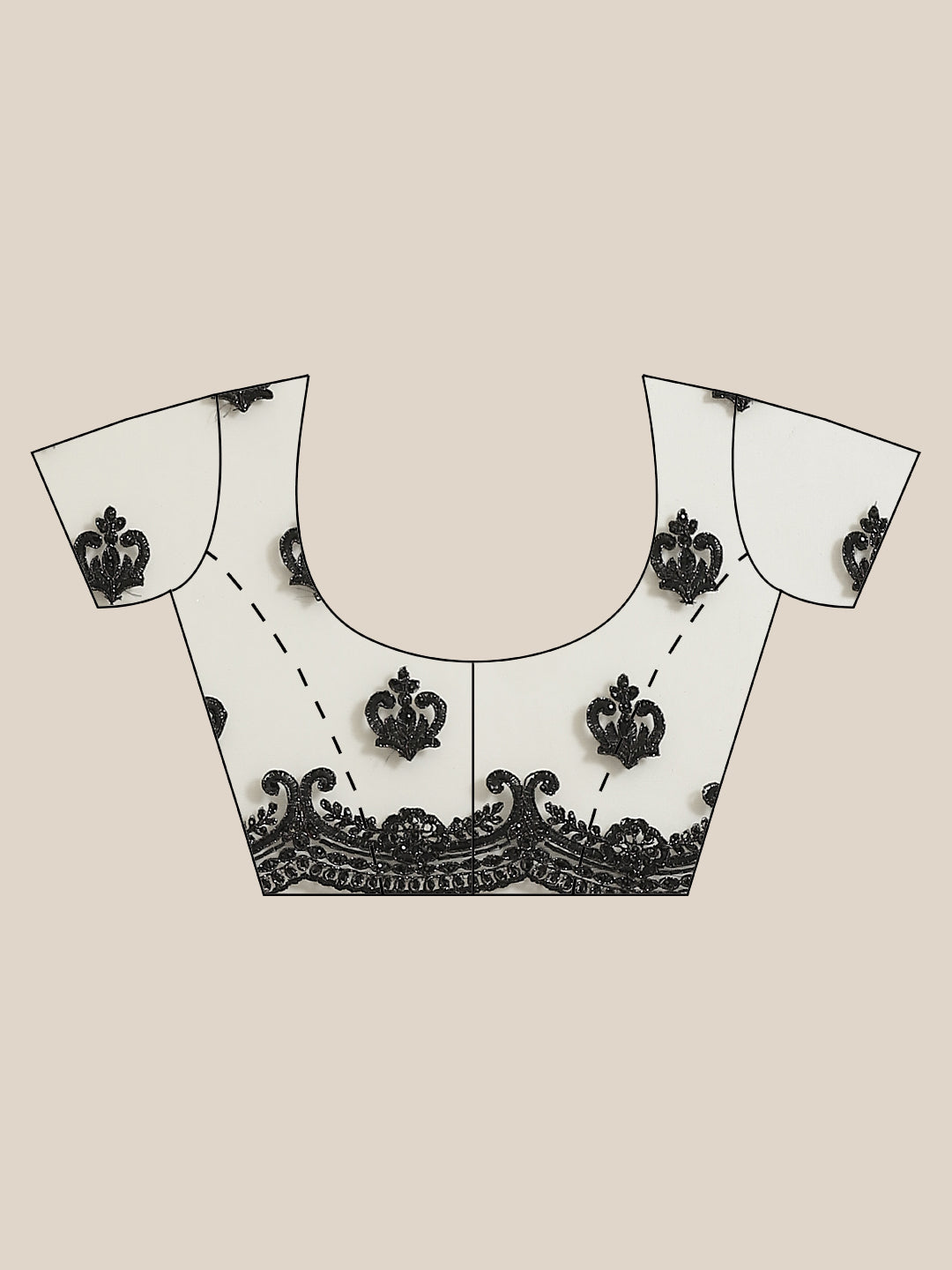 Grey Net Frills & Pleats Saree with Black Contrast Resham Embroidery