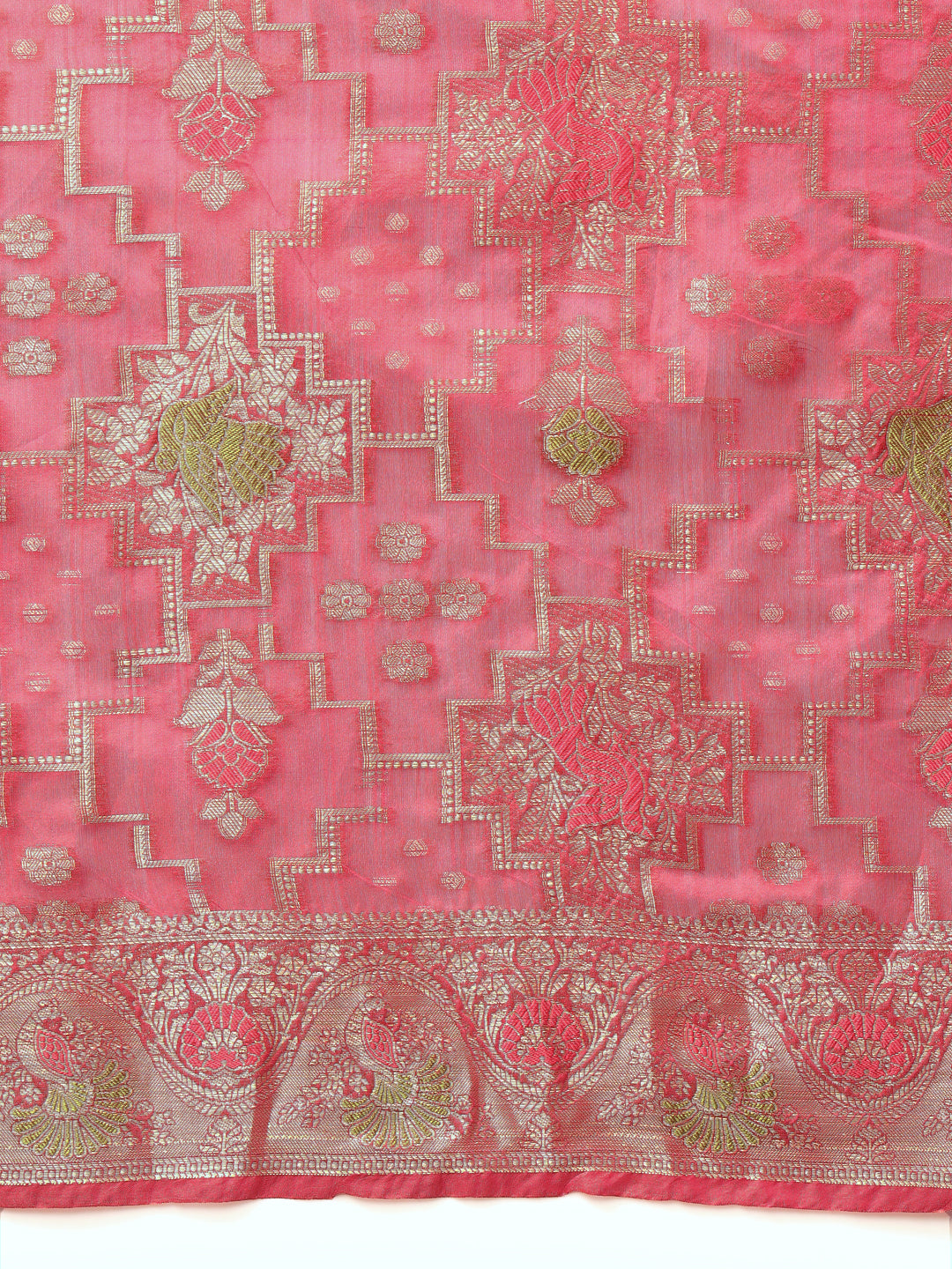 Magenta Resham Meenakari Traditional Chanderi Silk Saree