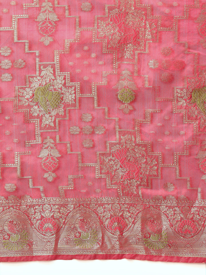 Magenta Resham Meenakari Traditional Chanderi Silk Saree