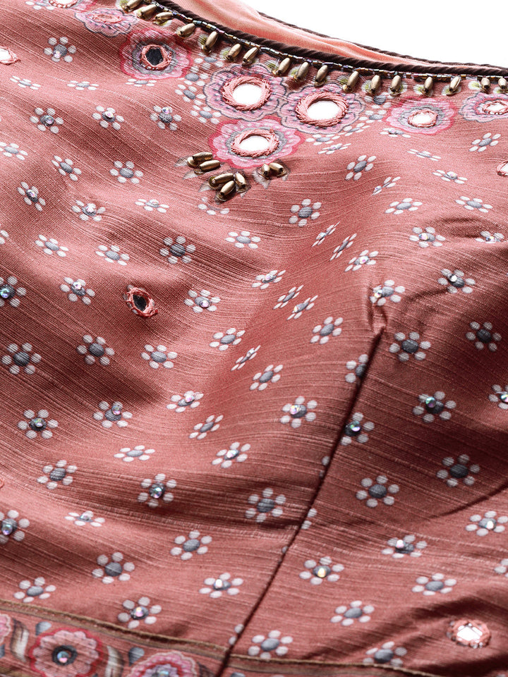 Anarkali Cocktail Gown with Bohemian Print in summer floral pattern