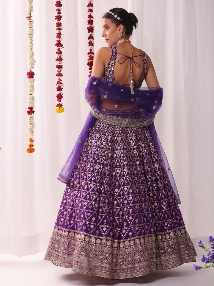 Sequinned Lehenga Set with Tassled Choli