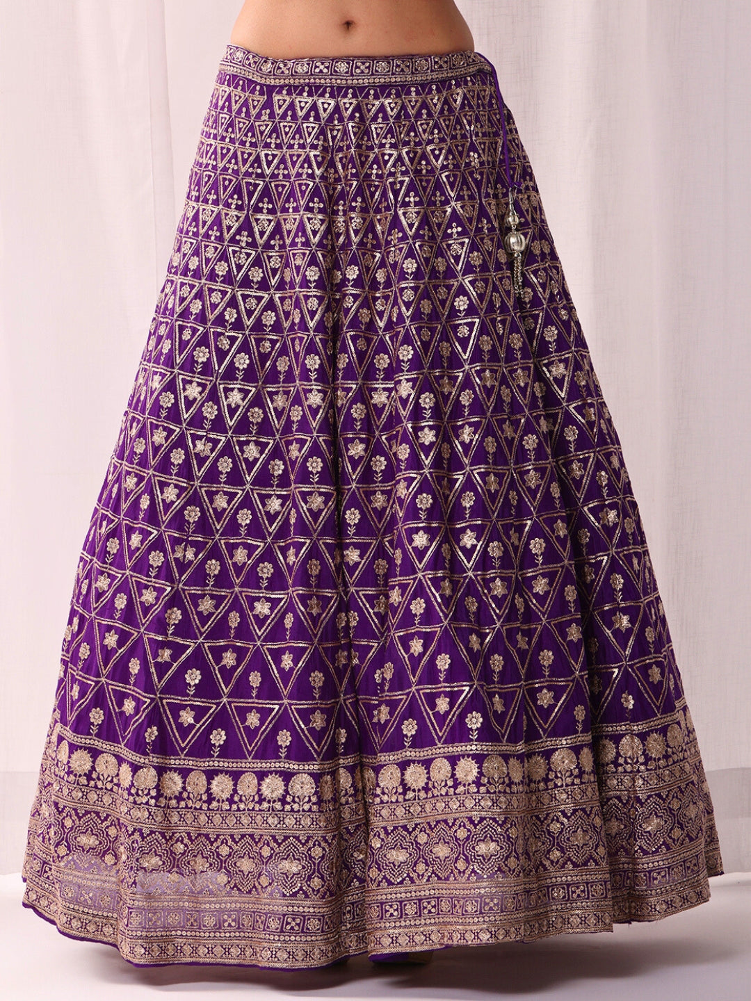 Sequinned Lehenga Set with Tassled Choli