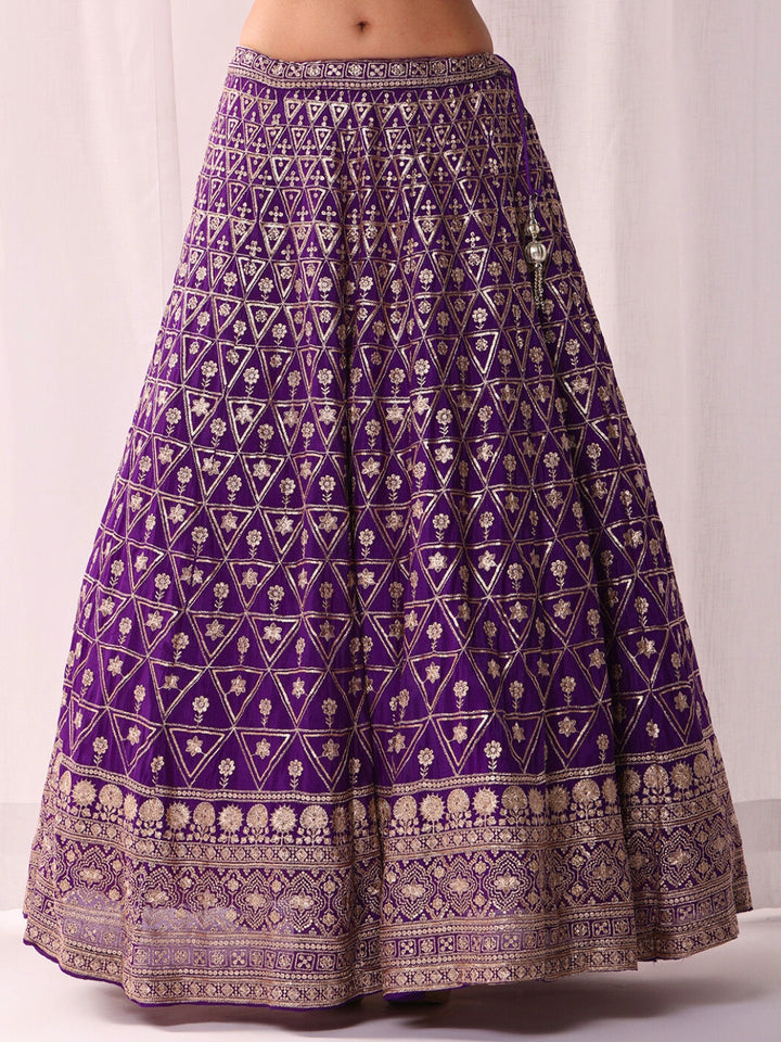 Sequinned Lehenga Set with Tassled Choli