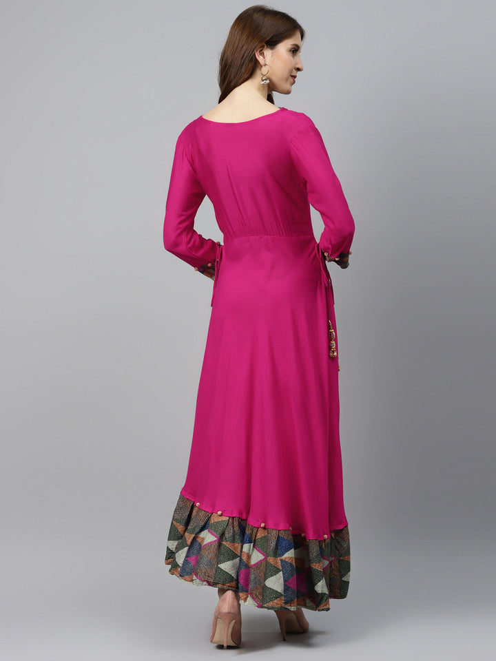 Made to Measure Asymmetrical Flared Dress with Cowl style neck and Ikat inspired print