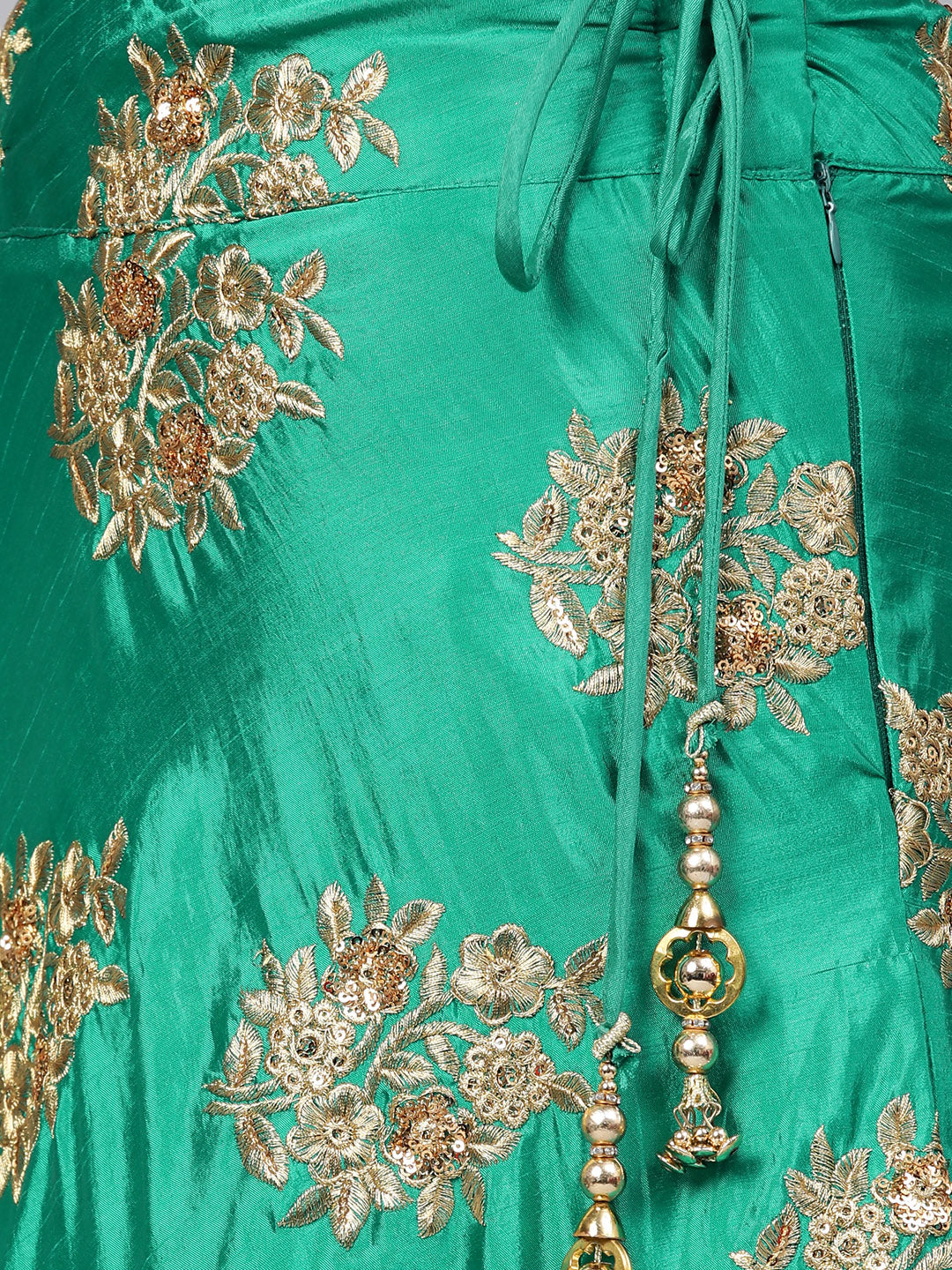 Sequin Crop Top Lehenga Choli with Embroidered Dupatta
