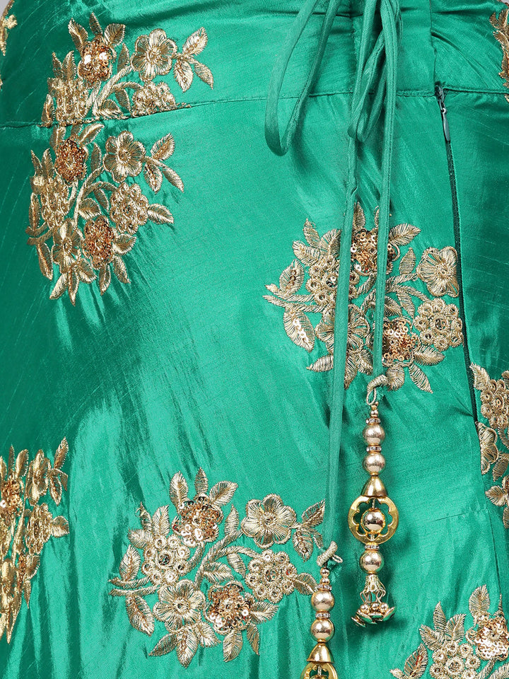 Sequin Crop Top Lehenga Choli with Embroidered Dupatta