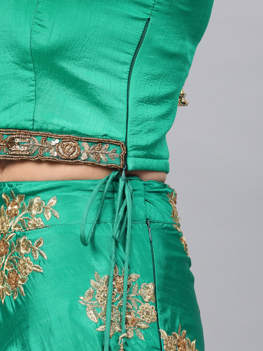 Sequin Crop Top Lehenga Choli with Embroidered Dupatta