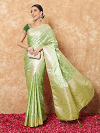 Banarasi Pastel Handloom Silk Saree with Paisely Border