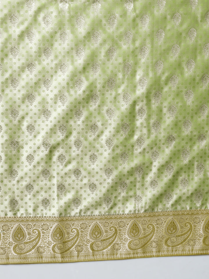 Banarasi Pastel Handloom Silk Saree with Paisely Border