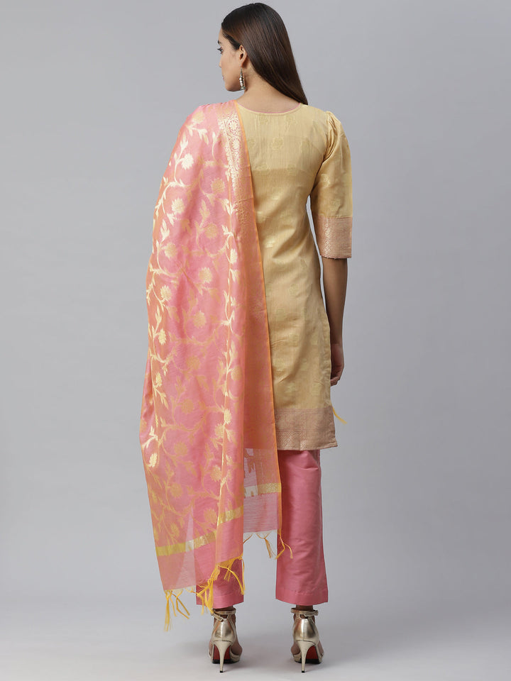 Banarasi Dress Material with Zari meenakari Stylish weaving and Handloom dupatta