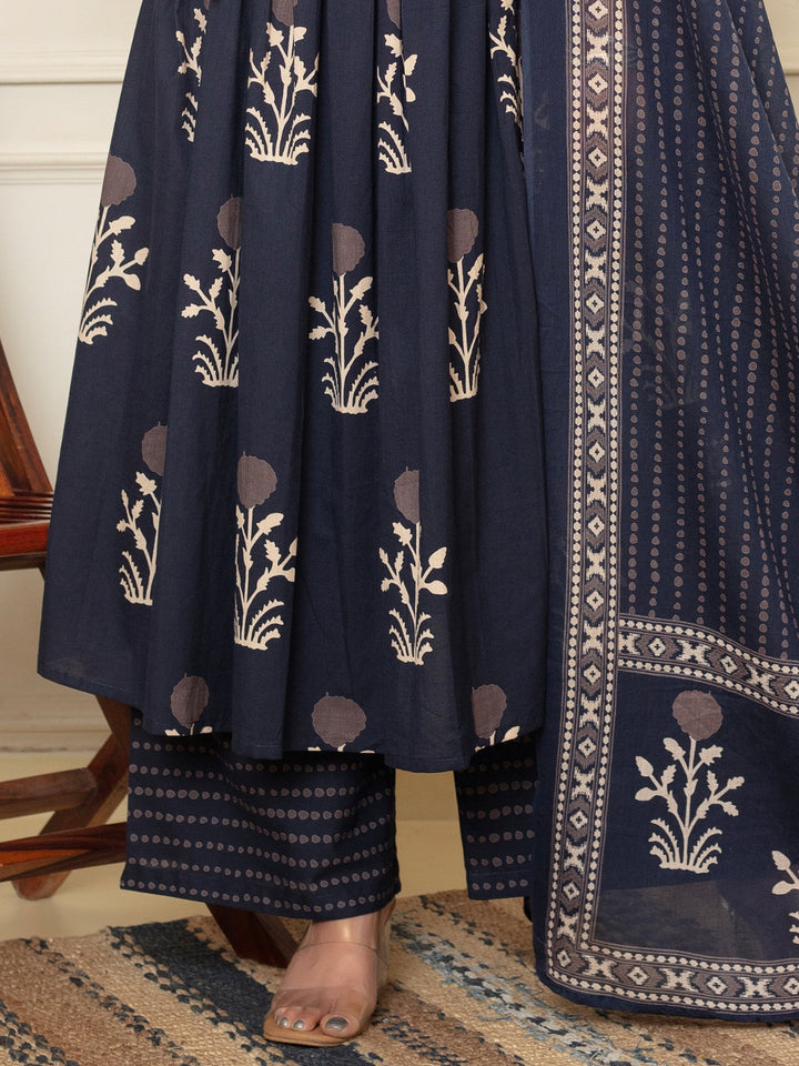 Chhabra 555 Block Printed Angrakha Kurta Set with Thread Work, Printed Pant & Dupatta