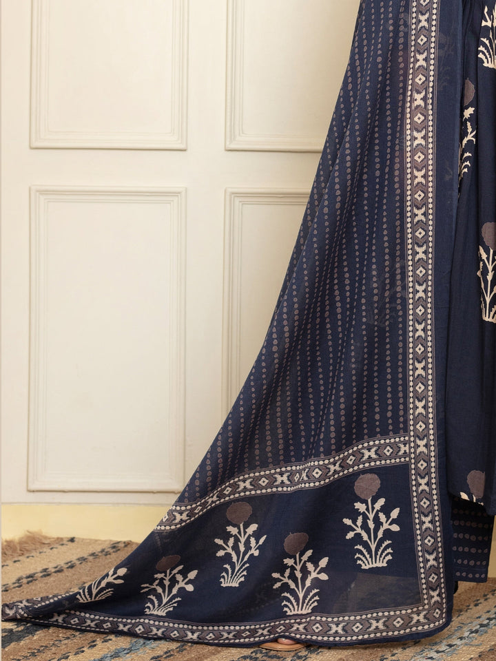 Chhabra 555 Block Printed Angrakha Kurta Set with Thread Work, Printed Pant & Dupatta
