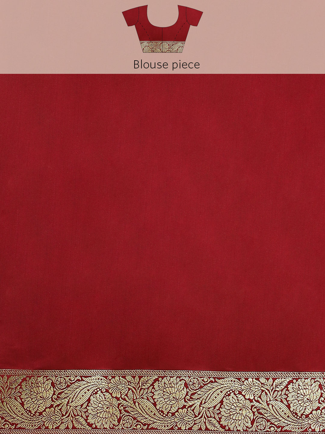 Gold Kanjiwaram Silk Saree With Jaal Weaving & Contrast Blouse