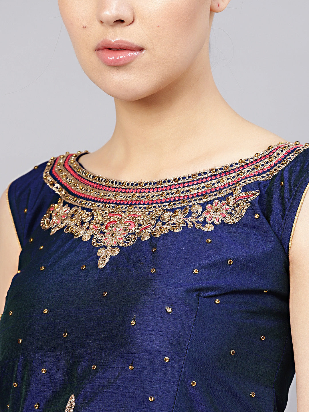 Banarasi Silk Crop Top Lehenga with Embroidered blouse