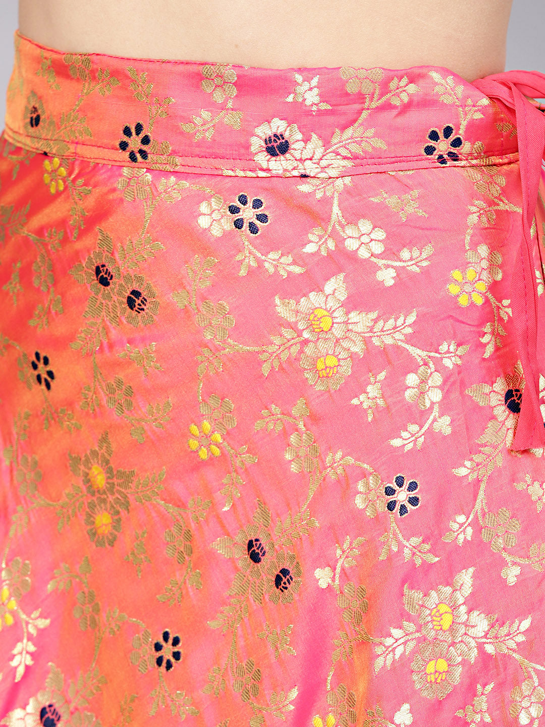 Banarasi Silk Crop Top Lehenga with Embroidered blouse